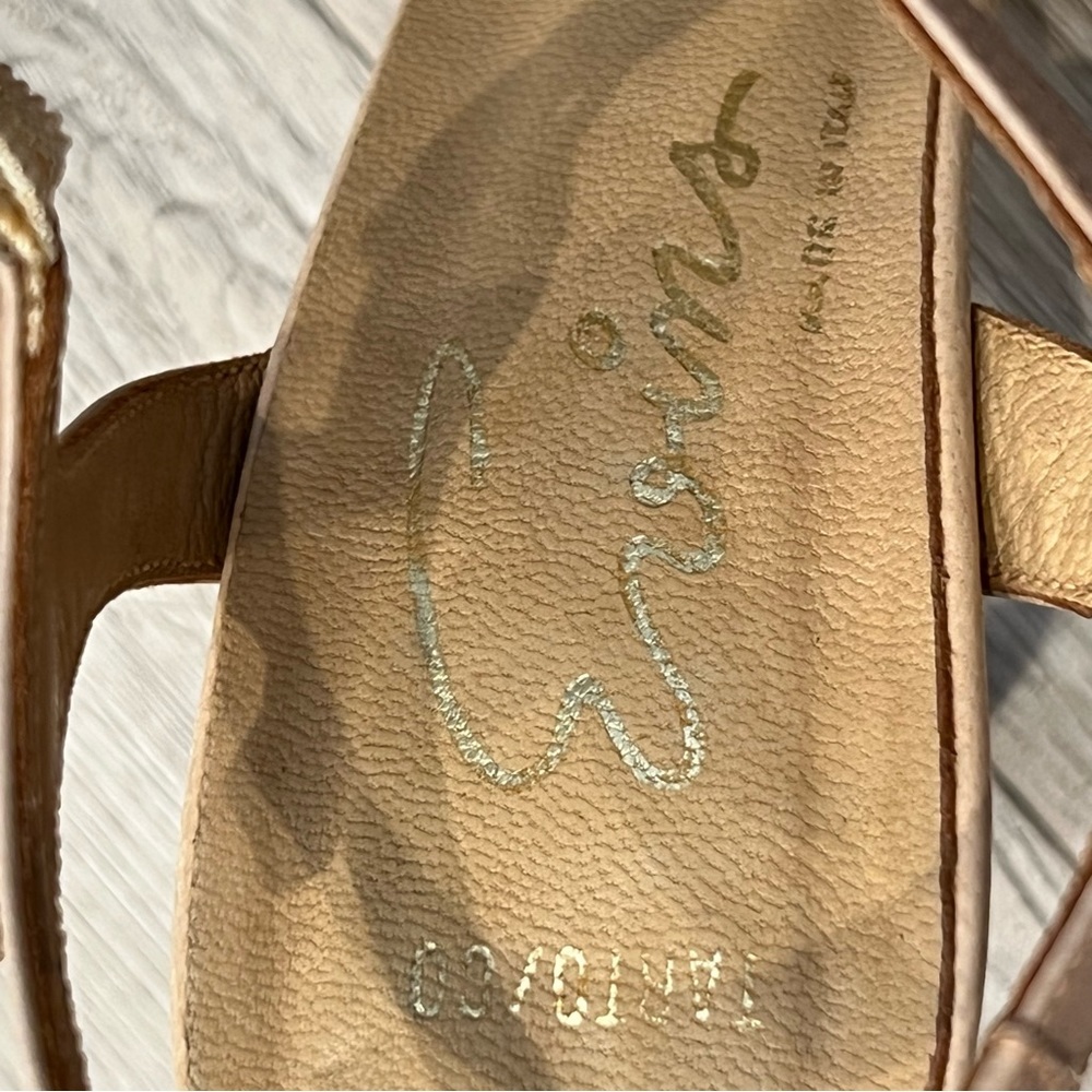 VINTAGE PUMPS 60s EVINS Heels Leather Snakeskin Tan Saddle 6M Made in Italy - Picture 11 of 15